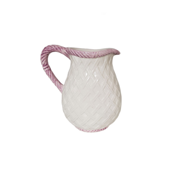 Vintage Hand Painted NEUWIRTH Portugal Pitcher With Fruit Basket Weave - Picture 2 of 3